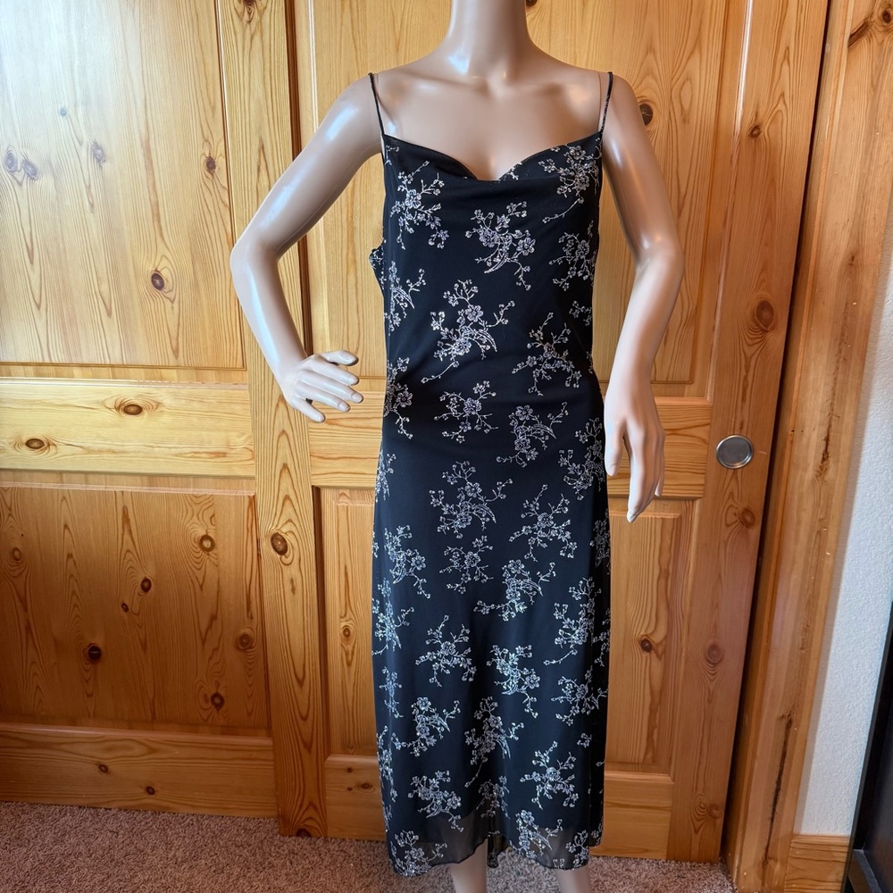Vintage Be Smart Y2K Black Glitter Formal Maxi Dress 5 Dark Fairy Whimsigoth
